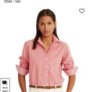 LAUREN RALPH LAUREN Petite Buttoned Gingham Top